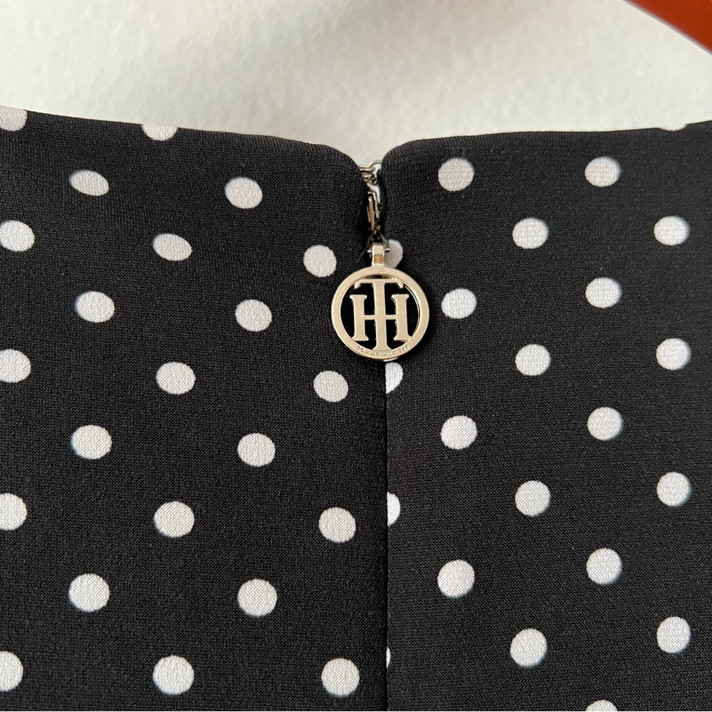 Tommy Hilfiger Black and White Polka Dot Mini Dress Sz 6 back zip - Picture 2 of 6